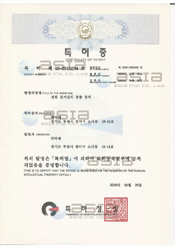 전원 접지선의 검출장치